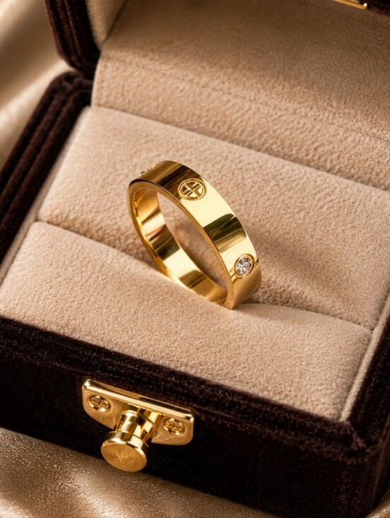 Anthropologie Jewelry - Gold-Tone Band Ring with Clear Accent